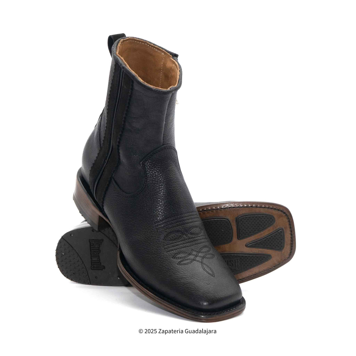 Dakota Black Leather Boot with Zipper-DIT047C | Genuine Leather