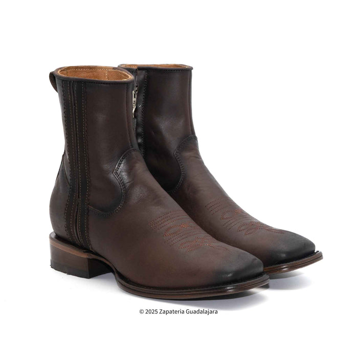 Dakota Crazy Brown Leather Boot with zipper-DIT091C