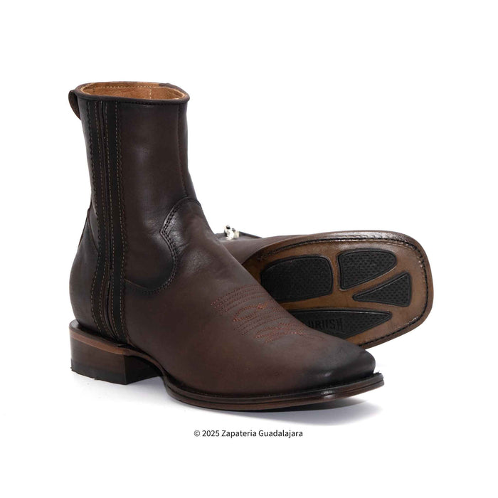 Dakota Crazy Brown Leather Boot with zipper-DIT091C