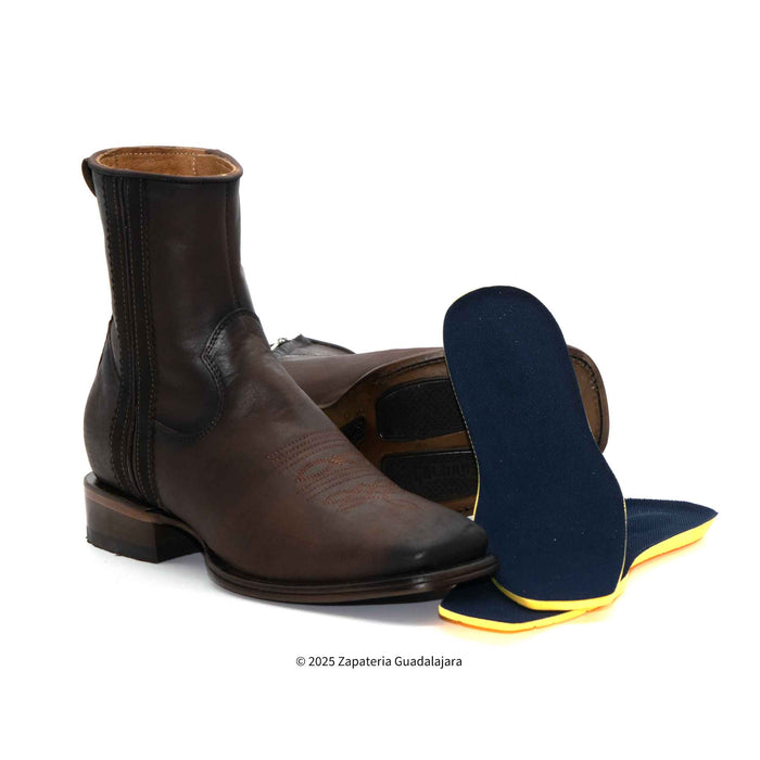 Dakota Crazy Brown Leather Boot with zipper-DIT091C