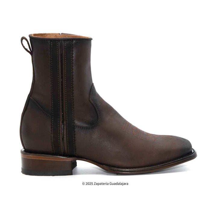 Dakota Crazy Brown Leather Boot with zipper-DIT091C