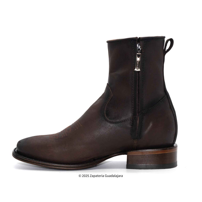 Dakota Crazy Brown Leather Boot with zipper-DIT091C