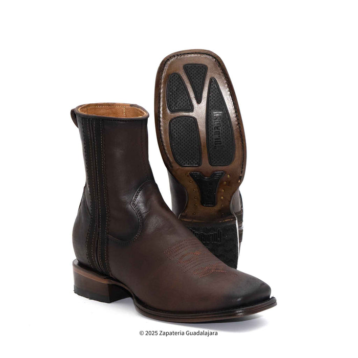 Dakota Crazy Brown Leather Boot with zipper-DIT091C