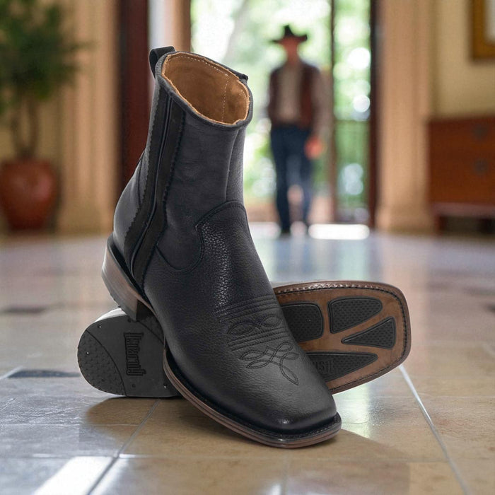 Dakota Black Leather Boot with Zipper-DIT047C