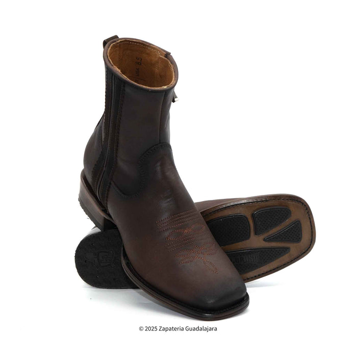 Dakota Crazy Brown Leather Boot with zipper-DIT091C