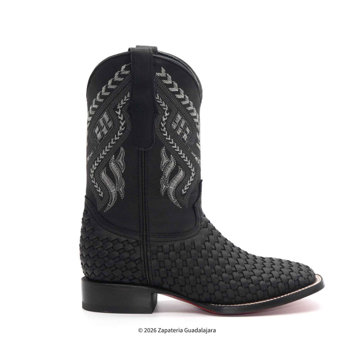 Bota Petatillo de piel negra con punta cuadrada y ancha - 722805