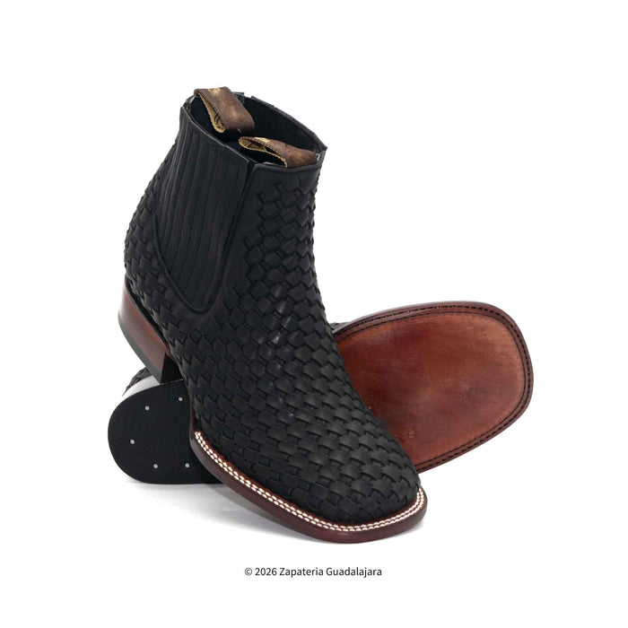 Petatillo Black Wide Square toe leather boot-502805