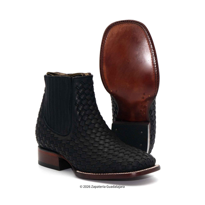 Petatillo Black Wide Square toe leather boot-502805