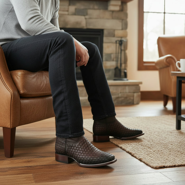 Bota de piel con punta cuadrada ancha Brandy de Petatillo - 722806