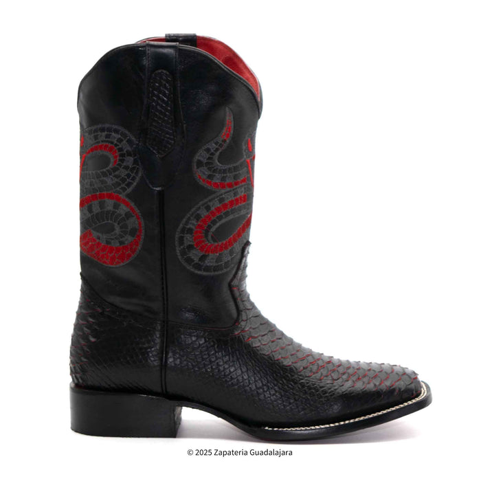 MEN'S RED VIPER WIDE SQUARE TOE FAUX PYTHON TRIBUTE LEATHER BOOT -4027 ...