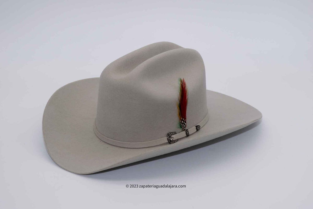 50X SILVER GREY COWBOY FELT HAT Genuine Leather Cowboy Boots and Hats