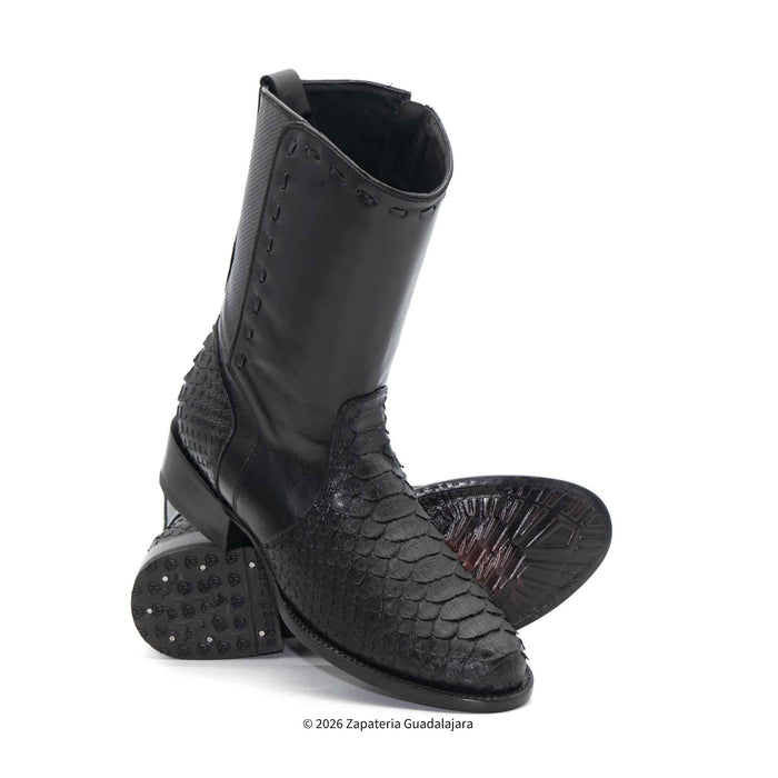 Roper RC5101-A black genuine python-print leather Western boots with side zipper (2)