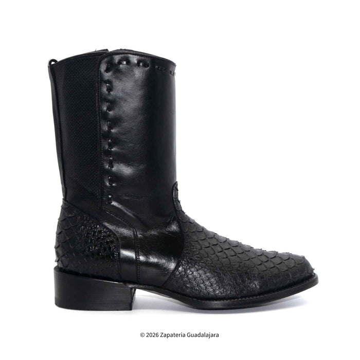Roper RC5101-A black genuine python-print leather Western boots with side zipper (5)