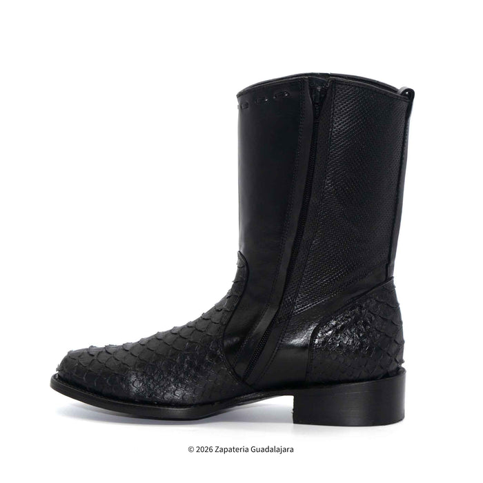 Roper RC5101-A black genuine python-print leather Western boots with side zipper (6)