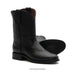 Black leather boots on a white background