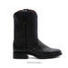 Black leather cowboy boot on a white background
