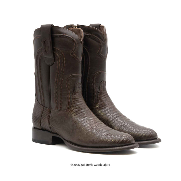 Roper Lizard Teju Brown Leather boot with zipper-69Z0707