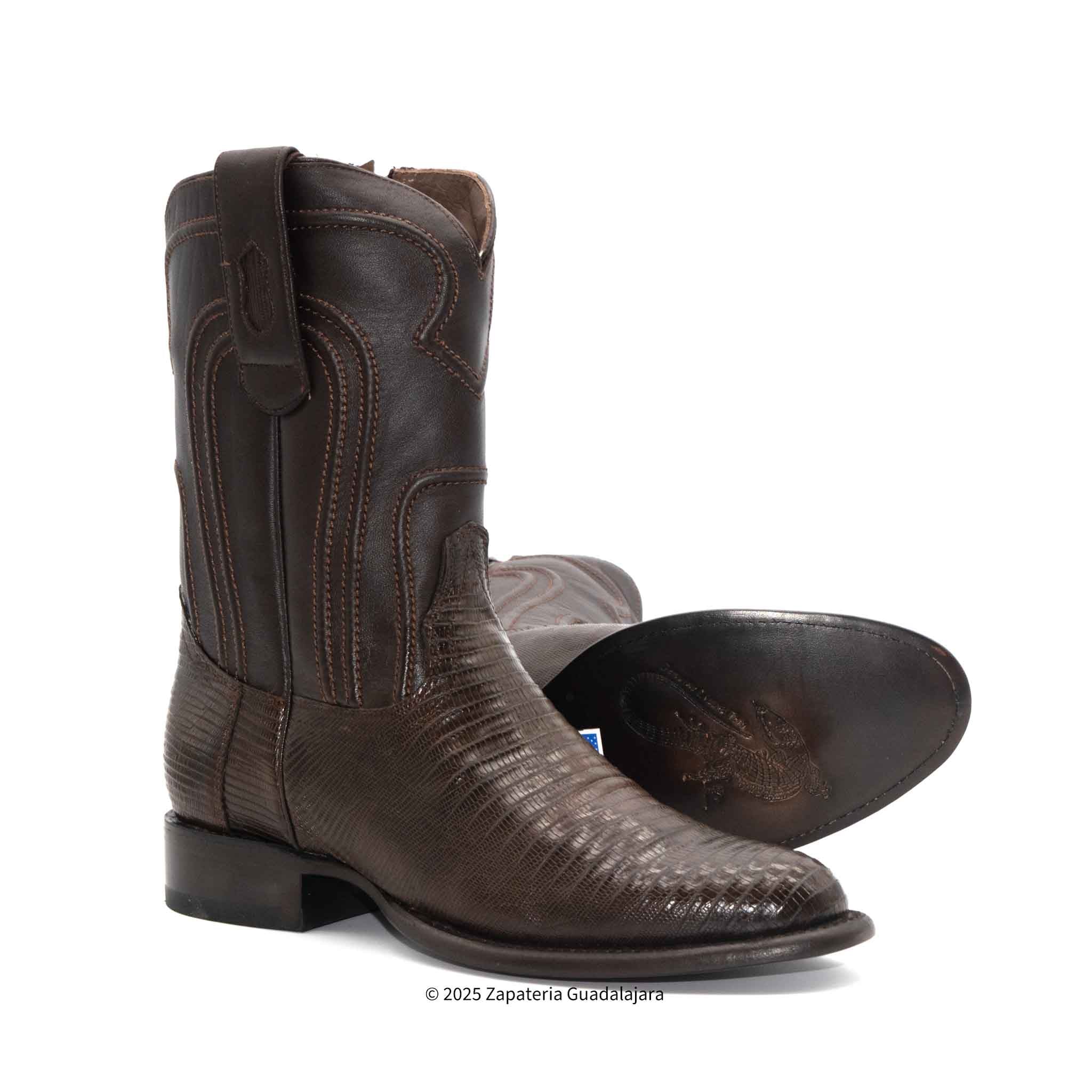 Roper Lizard Teju Brown Leather boot with zipper-69Z0707 | Genuine