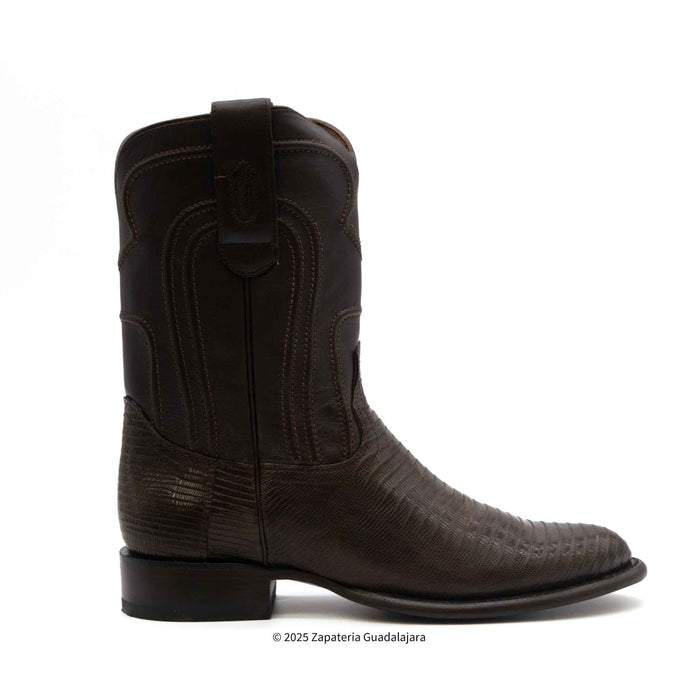 Roper Lizard Teju Brown Leather boot with zipper-69Z0707