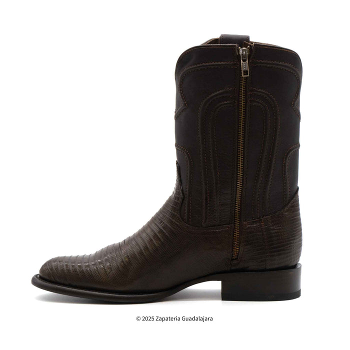 Roper Lizard Teju Brown Leather boot with zipper-69Z0707
