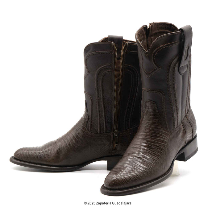 Roper Lizard Teju Brown Leather boot with zipper-69Z0707