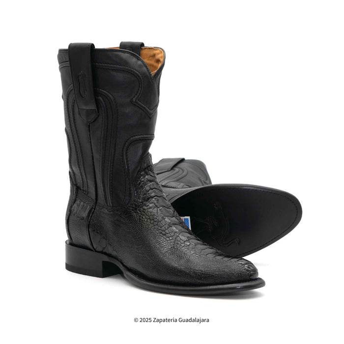 Roper Ostrich Leg Black Leather boot-690505