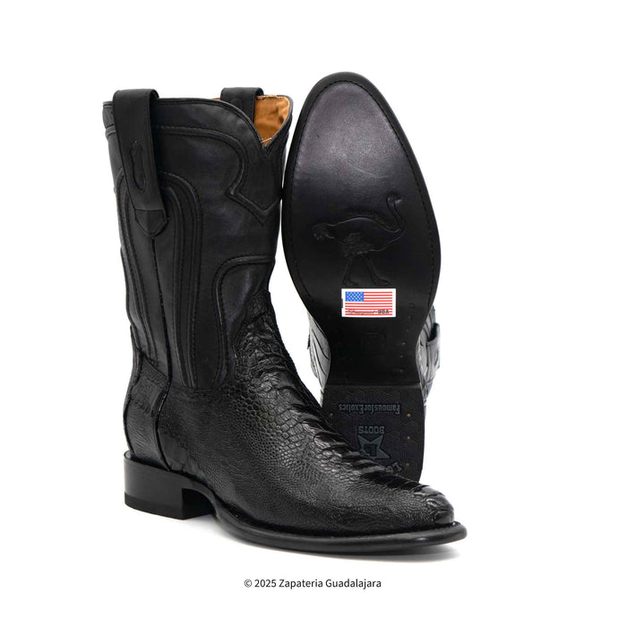 Roper Ostrich Leg Black Leather boot-690505
