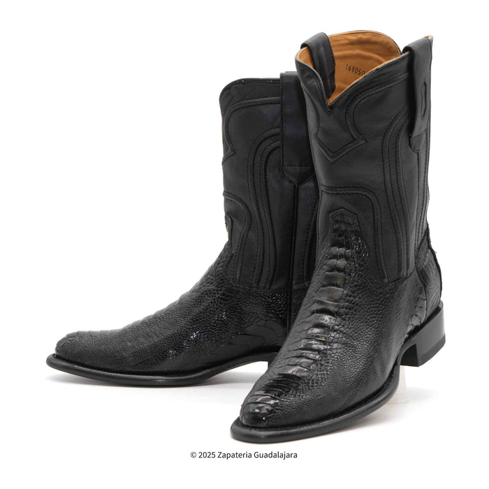 Roper Ostrich Leg Black Leather boot-690505