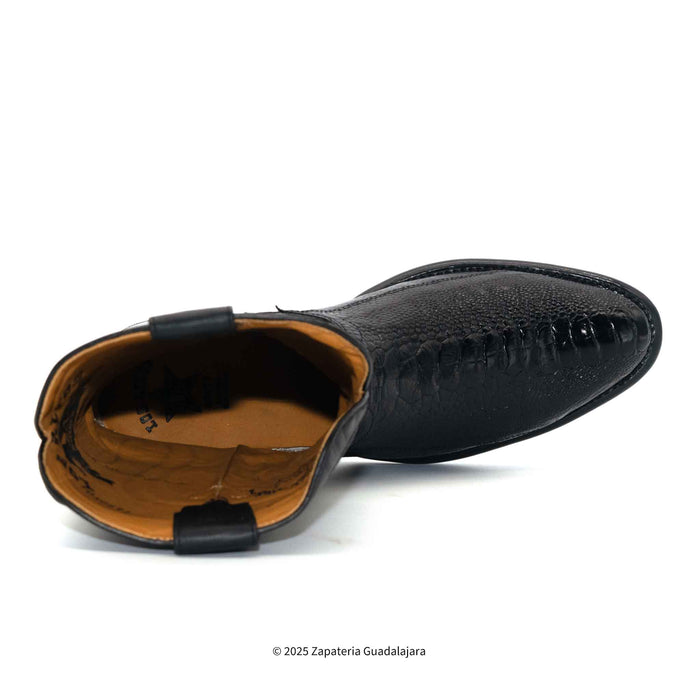 Roper Ostrich Leg Black Leather boot-690505