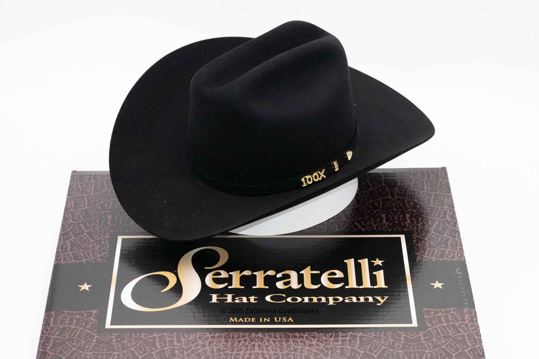 thumbnail interactive-video image 1 of Serratelli 100X El Comand Black 3 1/2" Brim Western Cowboy Hat – Men's All Sizes 1 of 3