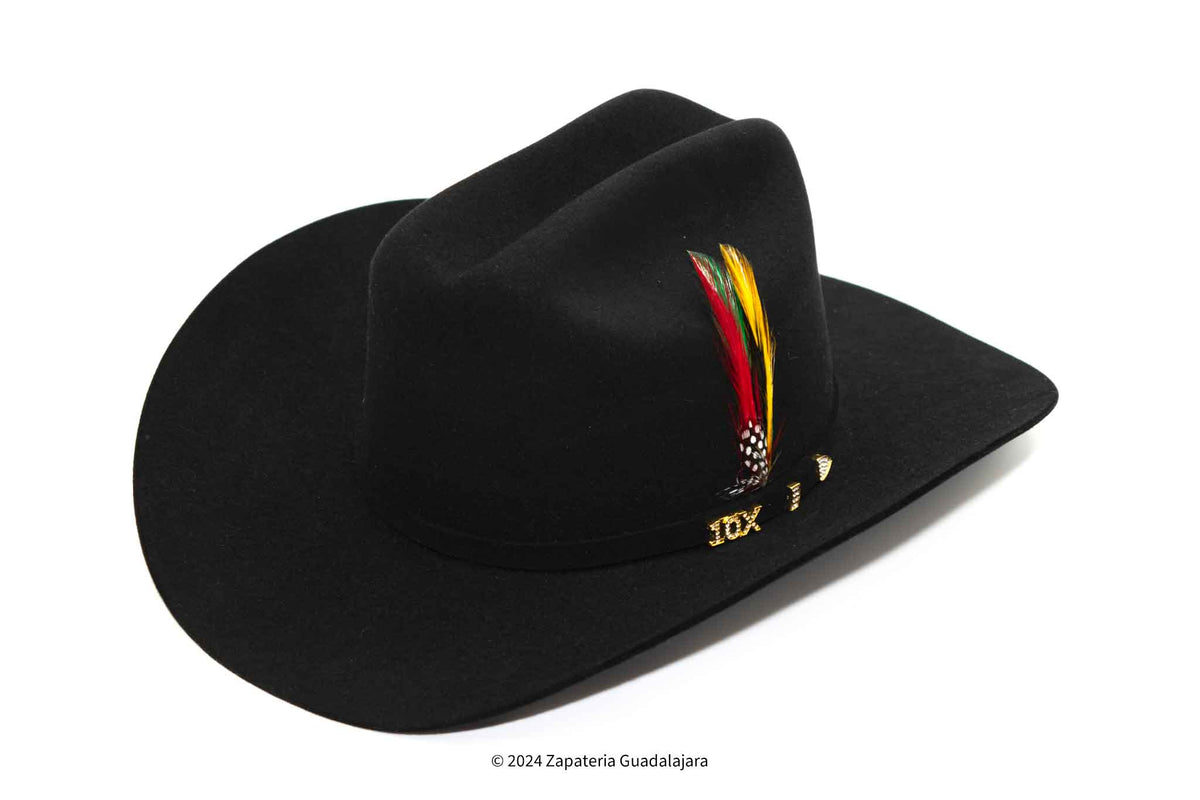 SERRATELLI 10x BEAVER FUR FELT BLACK COWBOY HAT Genuine Leather Cowboy  Boots and Hats