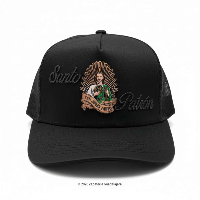 BLACK CAP WITH SANT JUDES ADJUSTABLE CAP