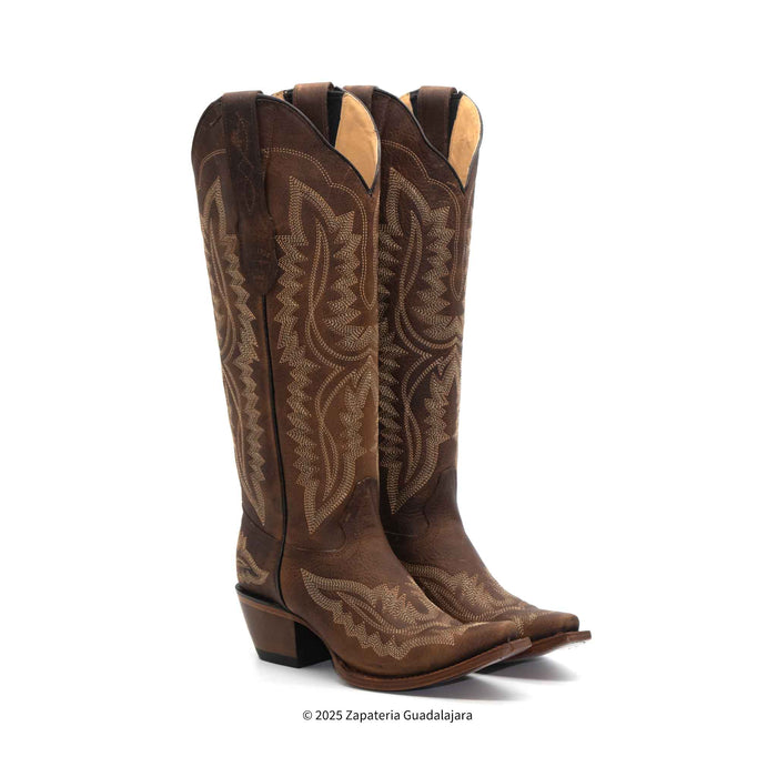 Snip Toe Rage Walnut Tall Leather Boot-384A9940