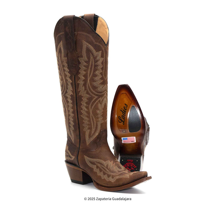 Snip Toe Rage Walnut Tall Leather Boot-384A9940
