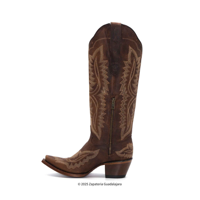 Snip Toe Rage Walnut Tall Leather Boot-384A9940