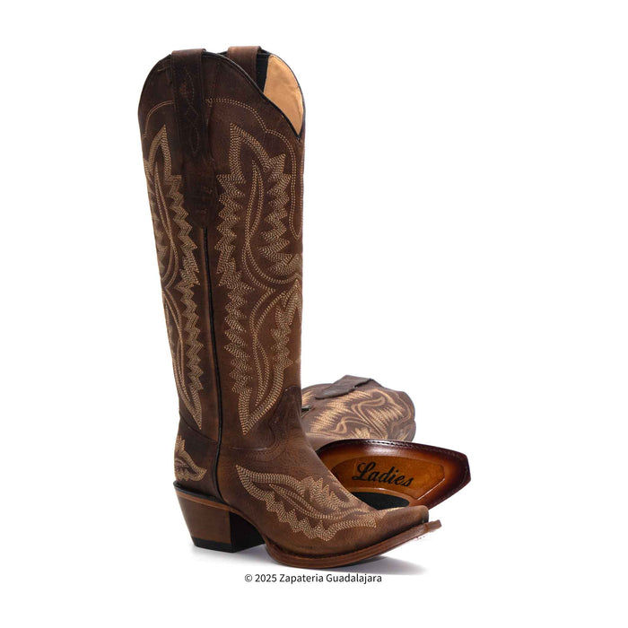 Snip Toe Rage Walnut Tall Leather Boot-384A9940