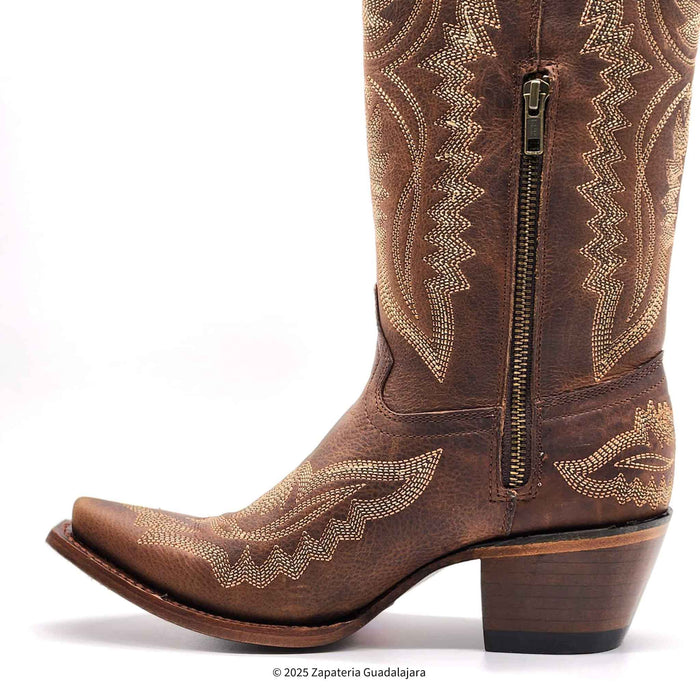 Snip Toe Rage Walnut Tall Leather Boot-384A9940