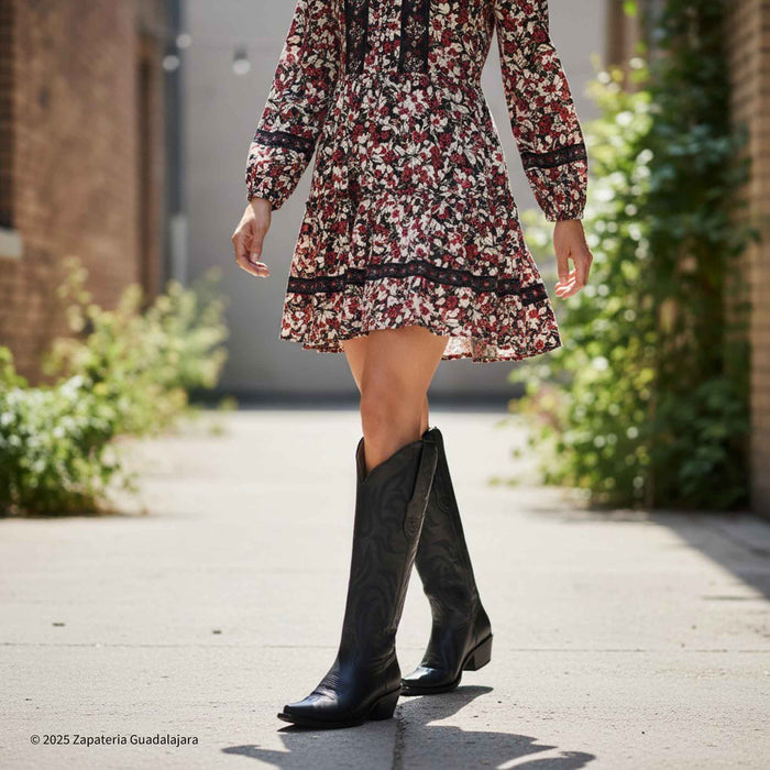 Snip Toe Belmont Tall Black Leather Boot-381N2105