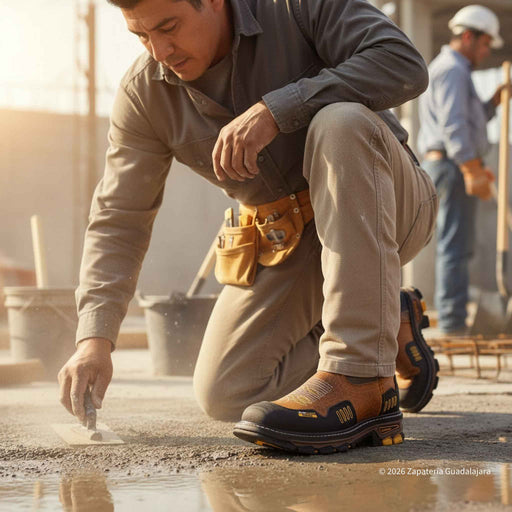 Construction worker applying cement on a construction site