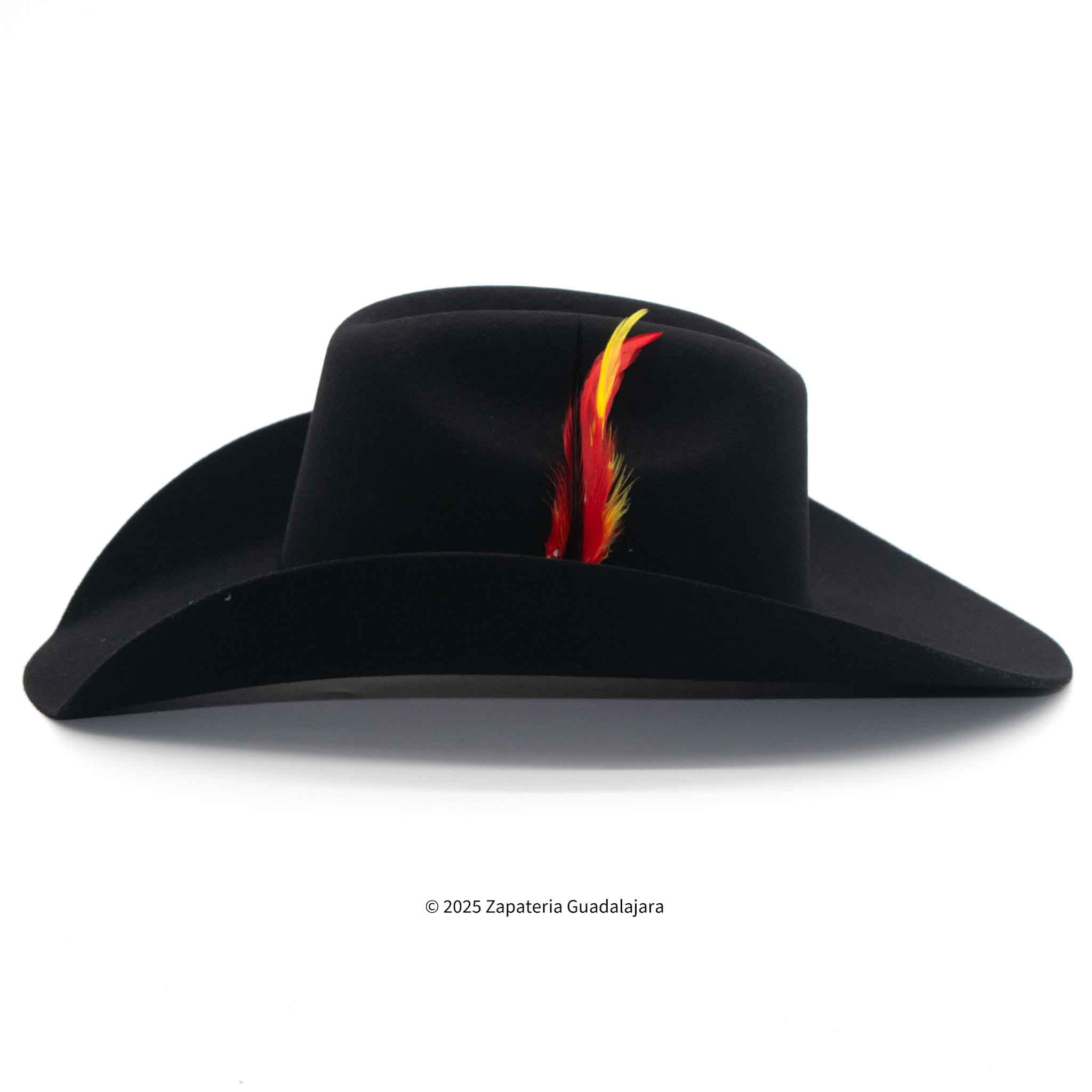 TENNESSEE 100X FELT COWBOY HAT MAVERICK BLACK | Genuine Leather