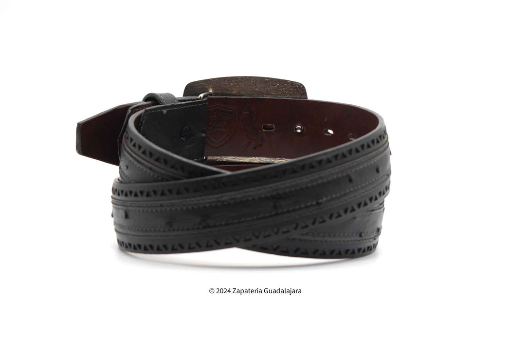 WESTERN OSTRICH VAQUERO LEATHER BLACK BELT -2C25U0305