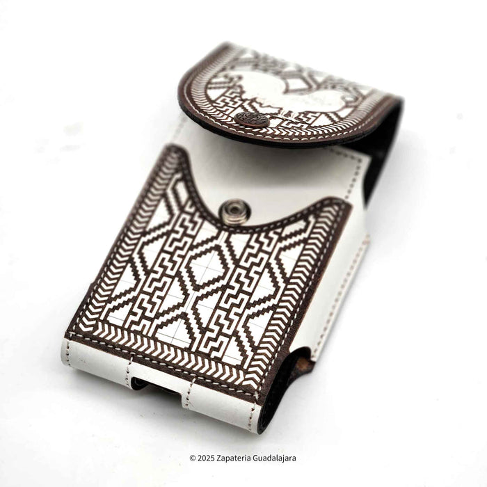 Western Laser White Rooster Leather Phone Case-M317