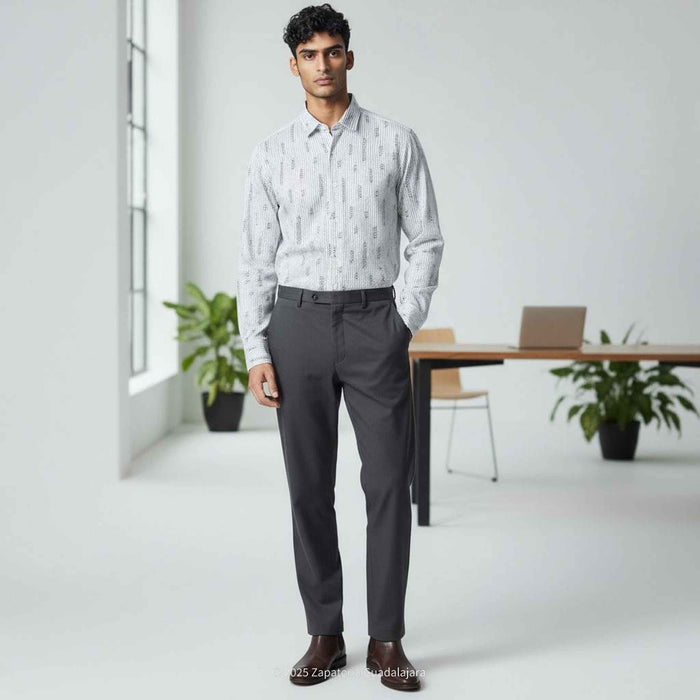 White Long Sleeve Western Fashion Shirt-MT0827