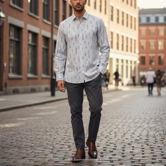 White Long Sleeve Western Fashion Shirt-MT0827