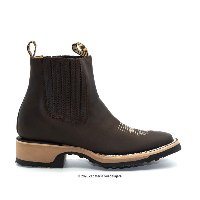 Bota Crazy Choco de piel con suela de doble densidad y punta cuadrada ancha - H42D2631