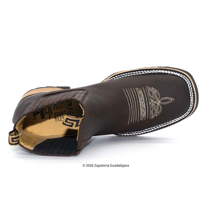 Bota Crazy Choco de piel con suela de doble densidad y punta cuadrada ancha - H42D2631