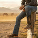Wide Square Toe Crazy Tan Leather Cowboy Boots-0017 | Handcrafted 100% Leather