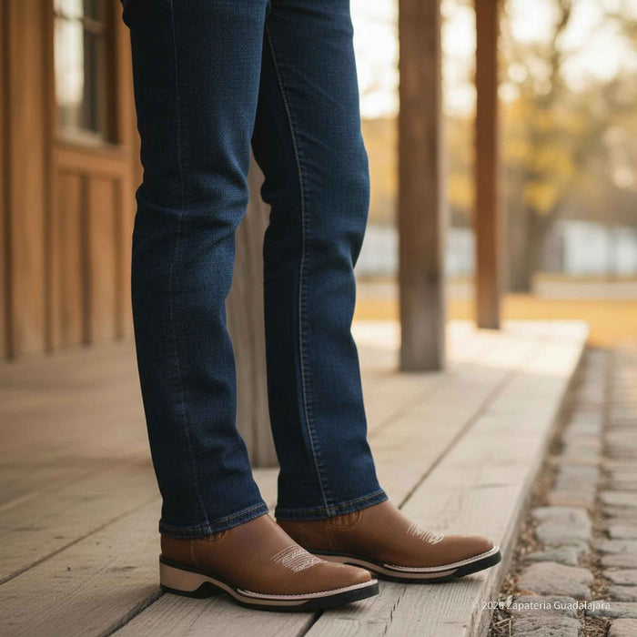 Wide Square Toe Crazy Tan Double Density Sole Leather boot-H42D2631 Wide Square Toe Crazy Tan Double Density Sole Leather boot-H42D2631