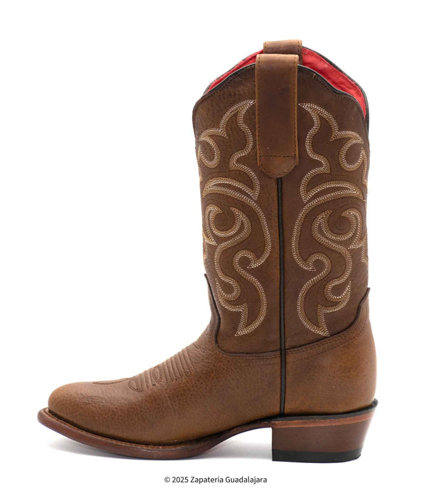 Women's Oval Toe Rage Walnut Leather Boot-359940