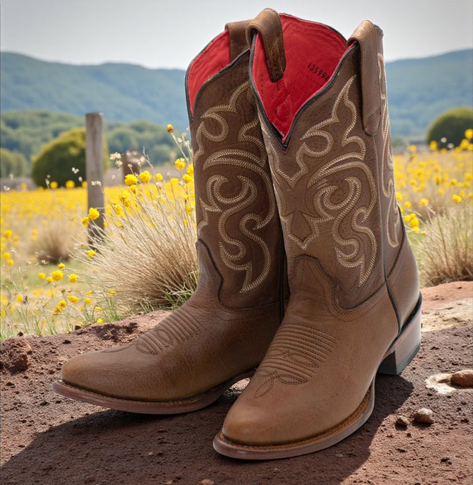 Women's Oval Toe Rage Walnut Leather Boot-359940